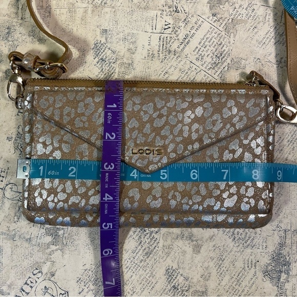 LODIS Metallic Leopard Print Leather Crossbody Wallet Bag - Picture 12 of 14